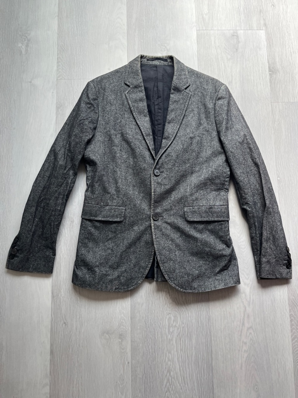 COS DENIM BLAZER JACKET GRAY TWO BUTTON LONG SLEEVE MENS EU46